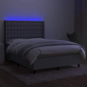 Box spring postel s matrací a LED světle šedá 140x190 cm textil - obrázek 3