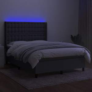 Box spring postelja z vzmetnico LED temno siva 140x190 cm blago - slika 3