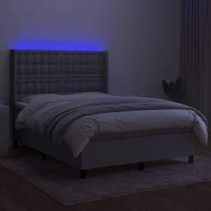 Box spring postel s matrací a LED světle šedá 140x200 cm textil - obrázek 3