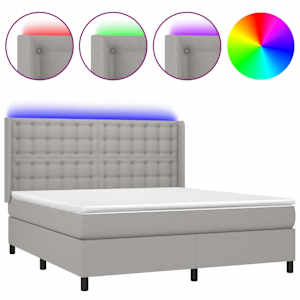 Box spring postel s matrací a LED světle šedá 160x200 cm textil - obrázek 2