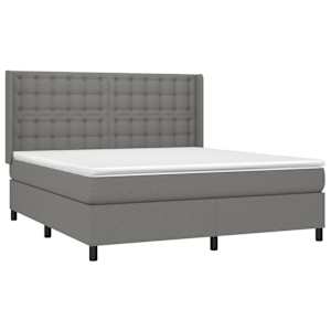 Box spring postel s matrací a LED tmavě šedá 160x200 cm textil - obrázek 4