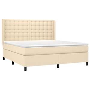 Box spring postel s matrací a LED krémová 160x200 cm textil - obrázek 4