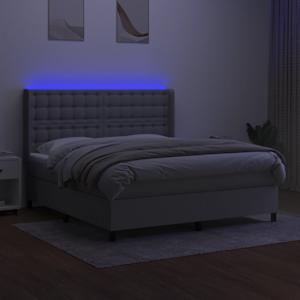 Box spring postel s matrací a LED světle šedá 180x200 cm textil - obrázek 3