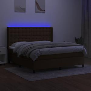 Box spring postel s matrací a LED tmavě hnědá 180x200 cm textil - obrázek 3