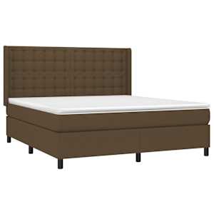 Box spring postel s matrací a LED tmavě hnědá 180x200 cm textil - obrázek 4