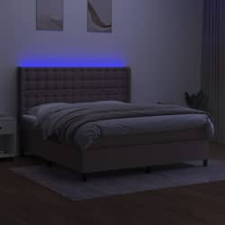 vidaXL Rams&auml;ng med madrass & LED taupe 180x200 cm tyg