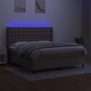 vidaXL Rams&auml;ng med madrass & LED taupe 180x200 cm tyg