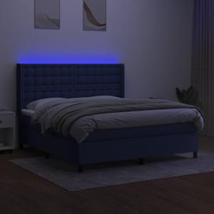 Box spring postel s matrací a LED modrá 180x200 cm textil - obrázek 3
