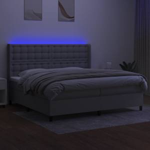 Box spring postel s matrací a LED světle šedá 200x200 cm textil - obrázek 3