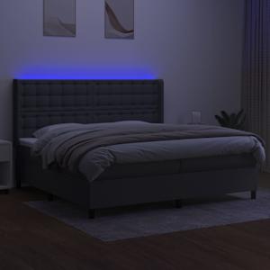 Box spring postel s matrací a LED tmavě šedá 200x200 cm textil - obrázek 3