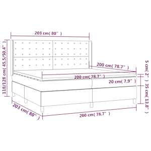 Box spring postel s matrací a LED tmavě šedá 200x200 cm textil - obrázek 8