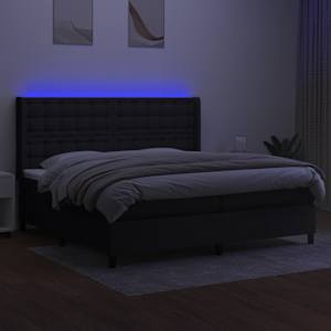 Box spring postel s matrací a LED černá 200x200 cm textil - obrázek 3