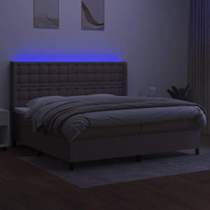 Box spring postel s matrací a LED taupe 200x200 cm textil - obrázek 3