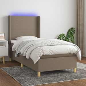 Box spring postelja z vzmetnico LED taupe 80x200 cm blago