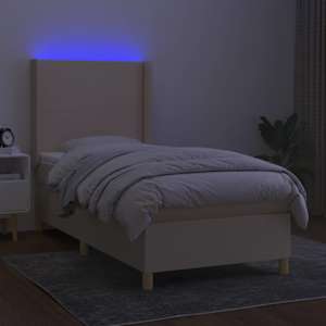 Box spring postel s matrací a LED krémová 80 x 200 cm textil - obrázek 3