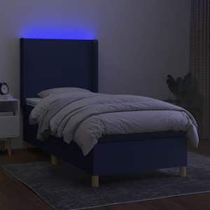 Box spring postel s matrací a LED modrá 80 x 200 cm textil - obrázek 3