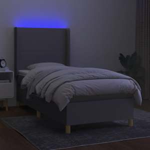 Box spring postel s matrací a LED světle šedá 100x200 cm textil - obrázek 3