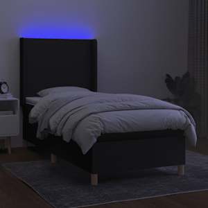 Box spring postel s matrací a LED černá 100x200 cm textil - obrázek 3