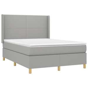 Box spring postel s matrací a LED světle šedá 140x190 cm textil - obrázek 4