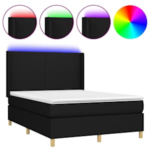 Box spring postel s matrací a LED černá 140x190 cm textil - obrázek 2