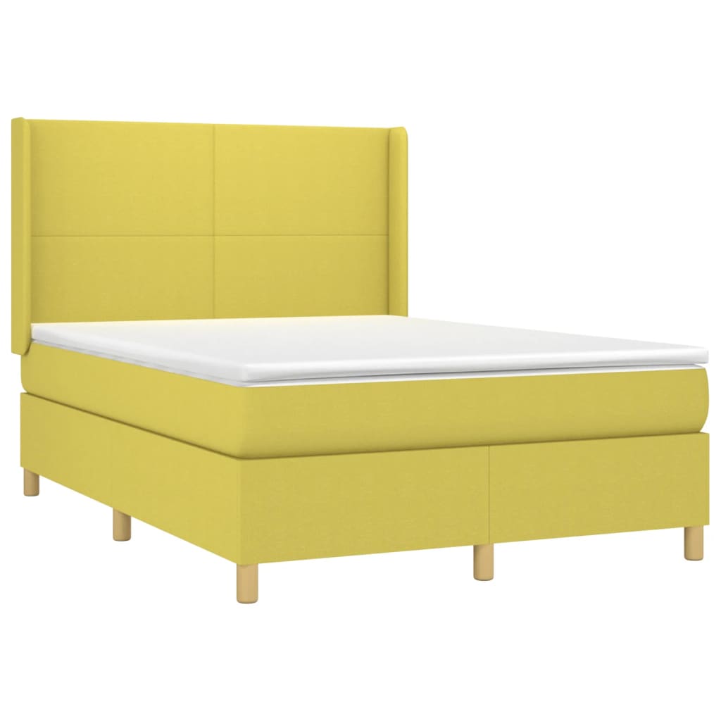 Zöld szövet rugós és LED-es ágy matraccal 140x190 cm 