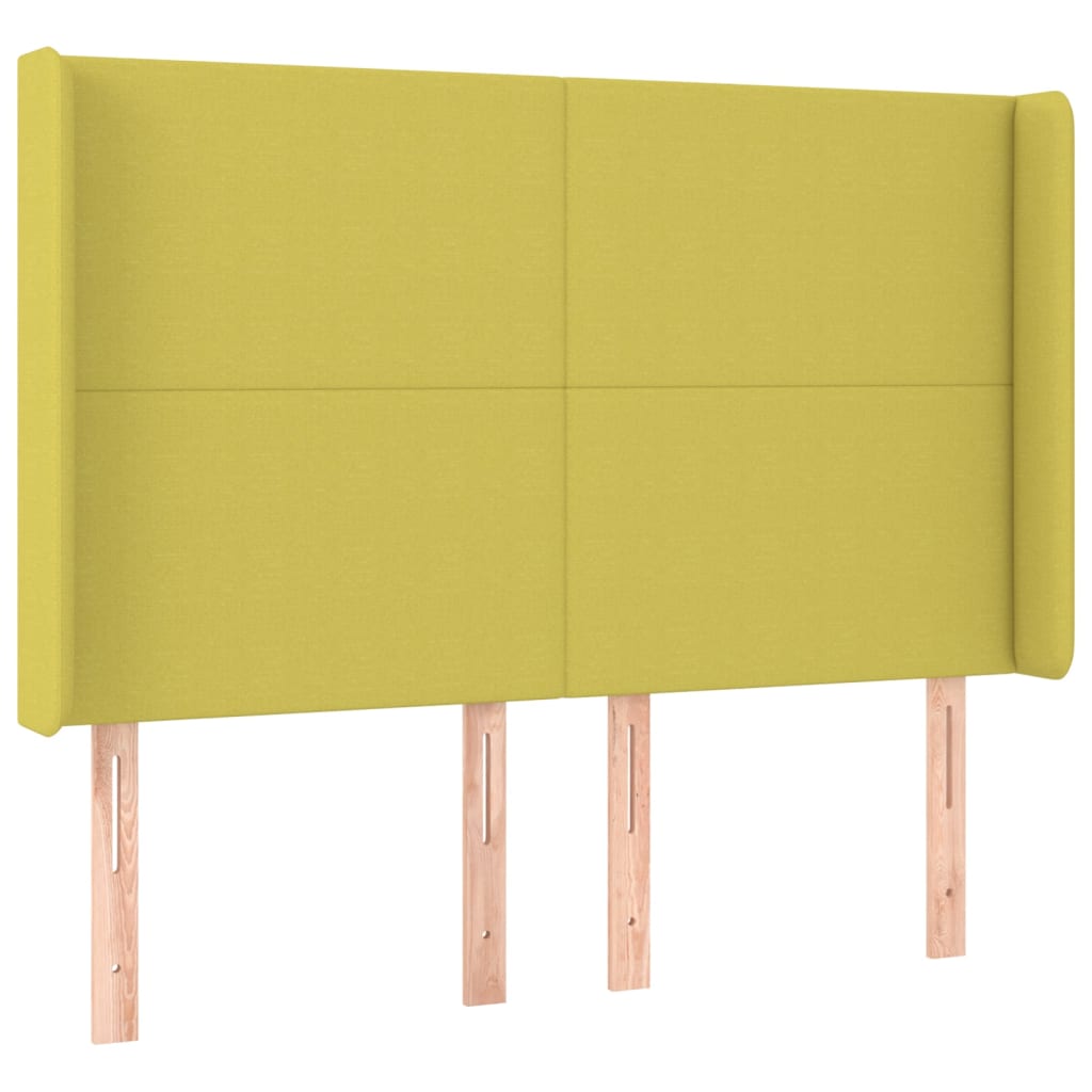 Zöld szövet rugós és LED-es ágy matraccal 140x190 cm 