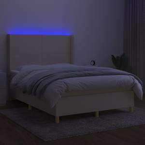 Box spring postel s matrací a LED krémová 140x200 cm textil - obrázek 3