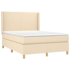 Box spring postel s matrací a LED krémová 140x200 cm textil - obrázek 4