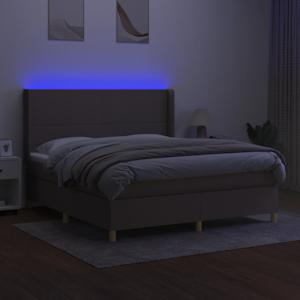 Box spring postel s matrací a LED taupe 160x200 cm textil - obrázek 3
