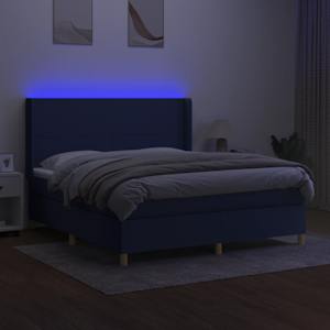 Box spring postel s matrací a LED modrá 160x200 cm textil - obrázek 3