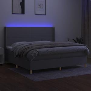 Box spring postel s matrací a LED světle šedá 200x200 cm textil - obrázek 3