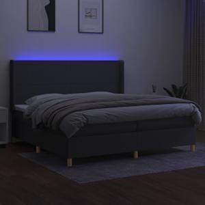 Box spring postel s matrací a LED tmavě šedá 200x200 cm textil - obrázek 3