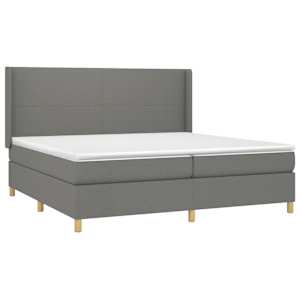 Box spring postel s matrací a LED tmavě šedá 200x200 cm textil - obrázek 4