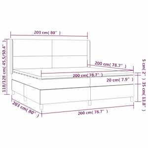Box spring postel s matrací a LED tmavě šedá 200x200 cm textil - obrázek 8