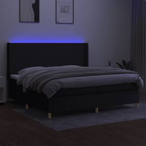 Box spring postel s matrací a LED černá 200x200 cm textil - obrázek 3