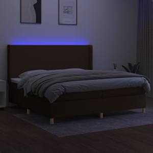 Box spring postel s matrací a LED tmavě hnědá 200x200 cm textil - obrázek 3