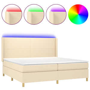 Box spring postel s matrací a LED krémová 200x200 cm textil - obrázek 2