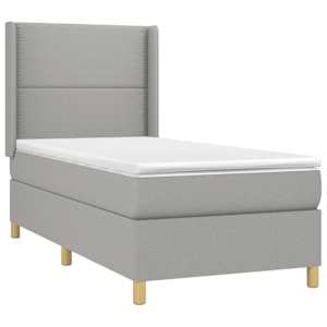 Box spring postel s matrací a LED světle šedá 90x190 cm textil - obrázek 4