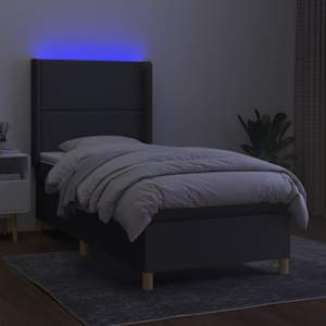 Box spring postelja z vzmetnico LED temno siva 90x190 cm blago - slika 3