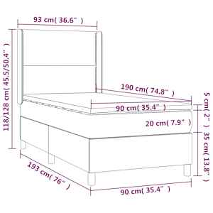 Box spring postelja z vzmetnico LED taupe 90x190 cm blago - slika 8