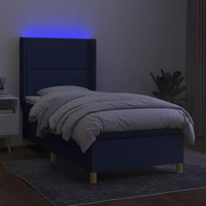 Box spring postelja z vzmetnico LED modra 90x190 cm blago - slika 3