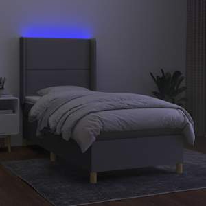 Box spring postelja z vzmetnico LED svetlo siva 90x200 cm blago - slika 3