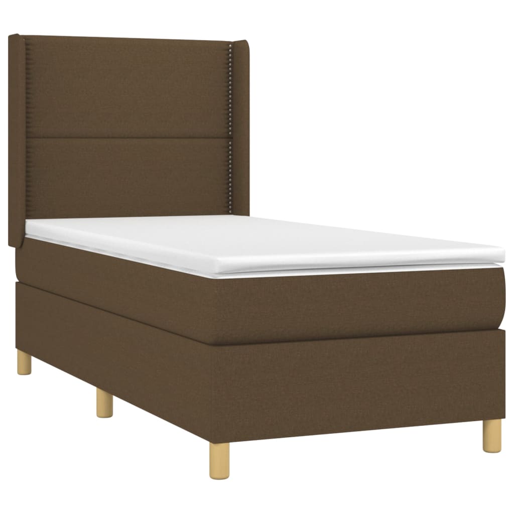 Tópszínű szövet rugós és LED-es ágy matraccal 90x200 cm 
