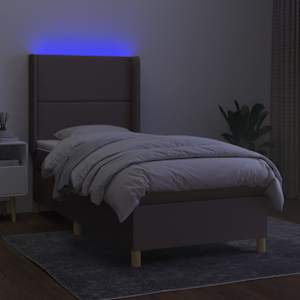 Box spring postel s matrací a LED taupe 100x200 cm textil - obrázek 3