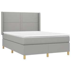 Box spring postel s matrací a LED světle šedá 140x190 cm textil - obrázek 4