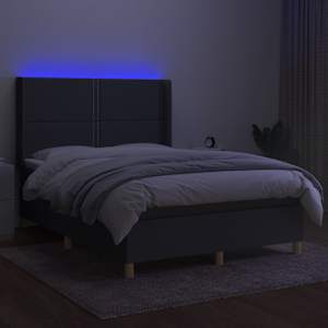 Box spring postel s matrací a LED tmavě šedá 140x190 cm textil - obrázek 3