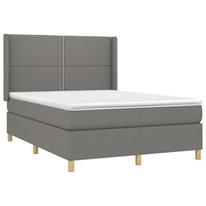 Box spring postel s matrací a LED tmavě šedá 140x190 cm textil - obrázek 4