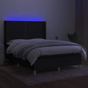 Box spring postel s matrací a LED černá 140x190 cm textil - obrázek 3