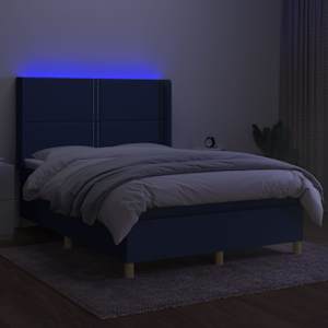 Box spring postel s matrací a LED modrá 140x190 cm textil - obrázek 3