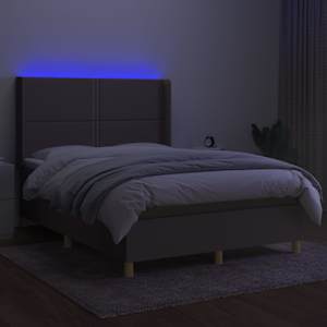vidaXL Boxspring met matras en LED stof taupe 140x200 cm